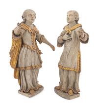 A Pair of Continental Painted and Parcel-Gilt Figures
