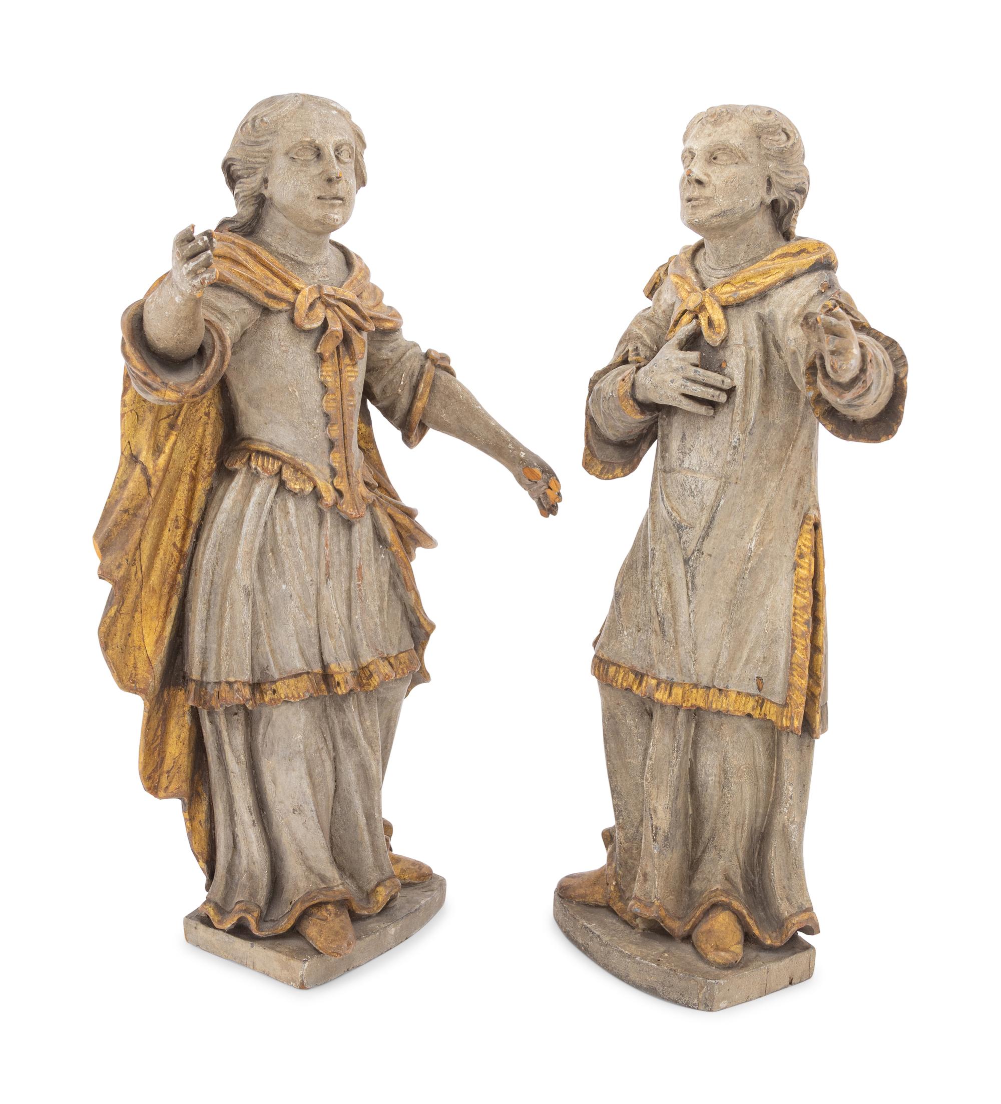 A Pair of Continental Painted and Parcel-Gilt Figures