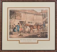 A Group of Six Hand Colored English Sporting Prints Height of each 20 x width 22 inches (framed).