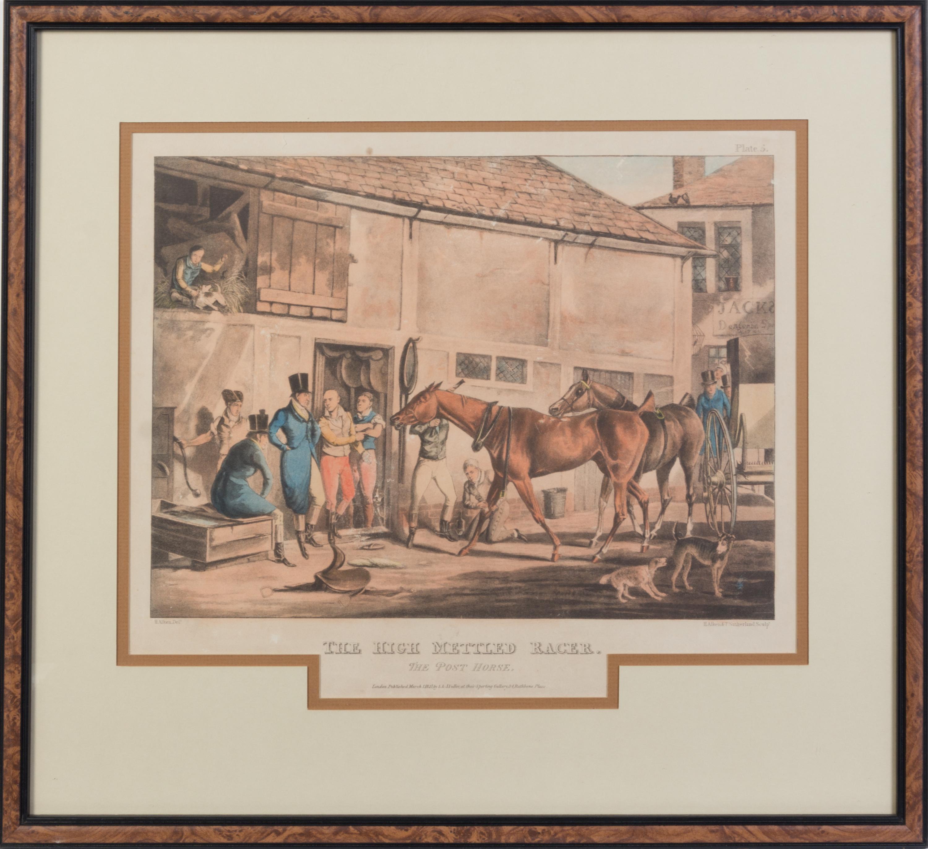 A Group of Six Hand Colored English Sporting Prints Height of each 20 x width 22 inches (framed).
