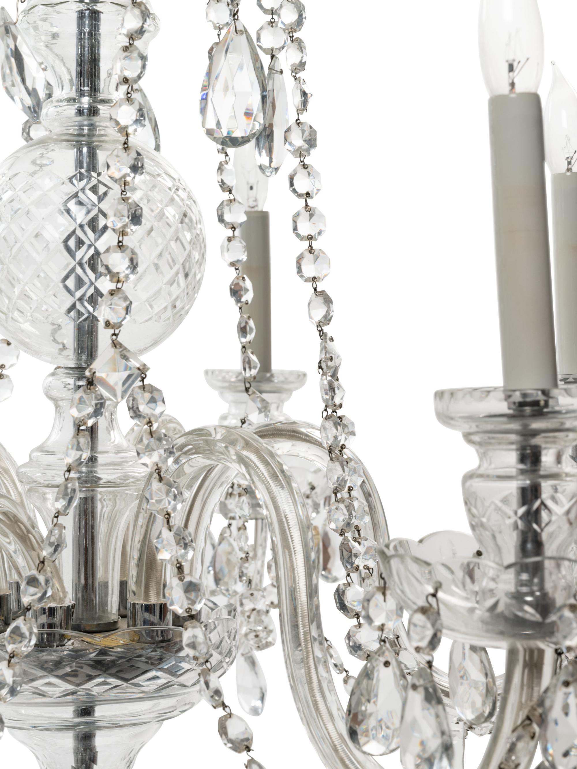 A George III Style Cut Glass Six-Light Chandelier