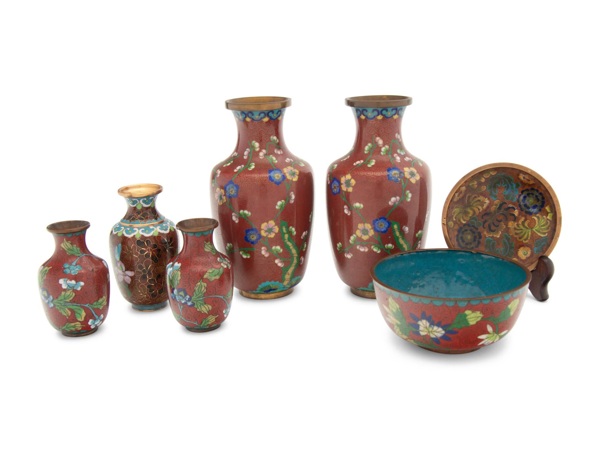 16 Chinese Cloisonné Enamel Vessels