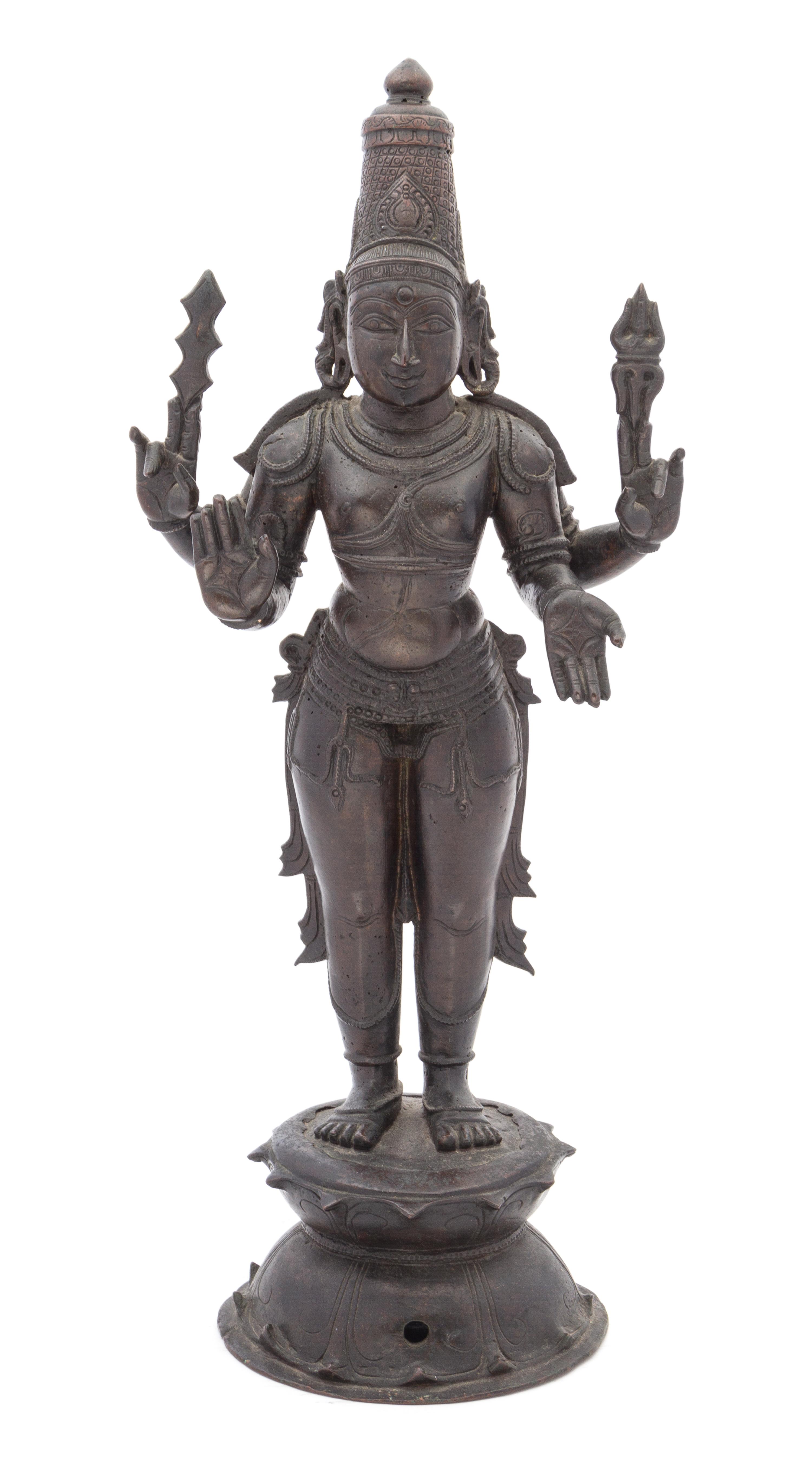An Indian Bronze Figure of Subrahmanya 18TH CENTURY OR EARLIER Height 22 1/2 inches. — 18TH CENTURY OR EARLIER