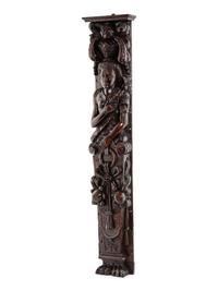 An English Carved Oak Figural Pilaster