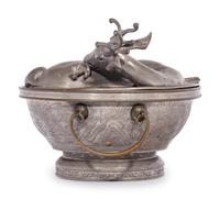 A Chinese Export Pewter 'Deer' Box and Cover