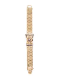 GENOVA, 14K YELLOW GOLD SURPRISE WATCH WITH RUBIES AND DIAMONDS
