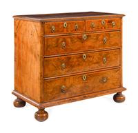 A George I Figured Walnut Veneered Chest of Drawers