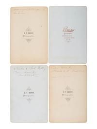 BARRY, David F. (1854-1934), photographer. Four cabinet cards of Crow warriors, incl. War Man, Spotted Horse, Snake and Big Belly. Ca 1880s.