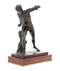 A Continental Bronze Figure Height 9 x width 6 1/8 inches. — AFTER THE ANTIQUE BY AGASIAS OF EPHESOS