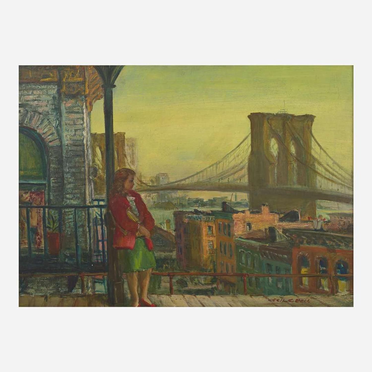 Cecil Crosley Bell (American, 1906-1970) Late Afternoon, Brooklyn Bridge