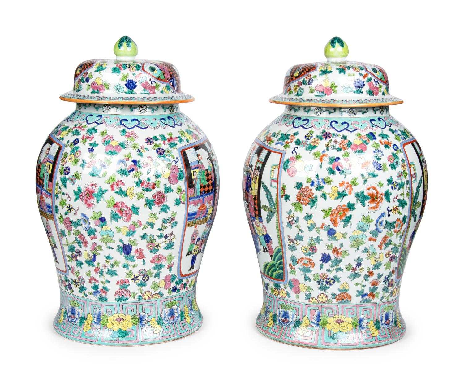 A Pair of Large Chinese Export Porcelain Jars