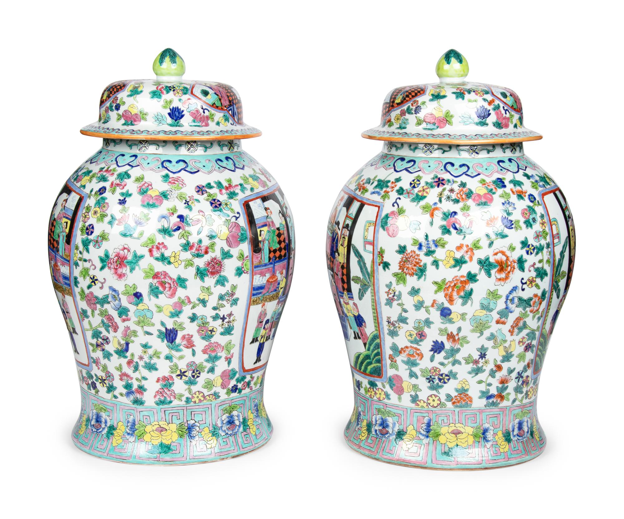 A Pair of Large Chinese Export Porcelain Jars