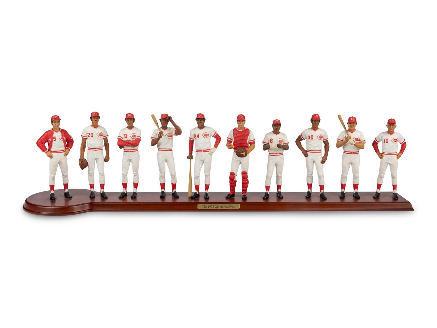 A Cincinnati Reds 1975 Big Red Machine Danbury Mint Figurine Display,
