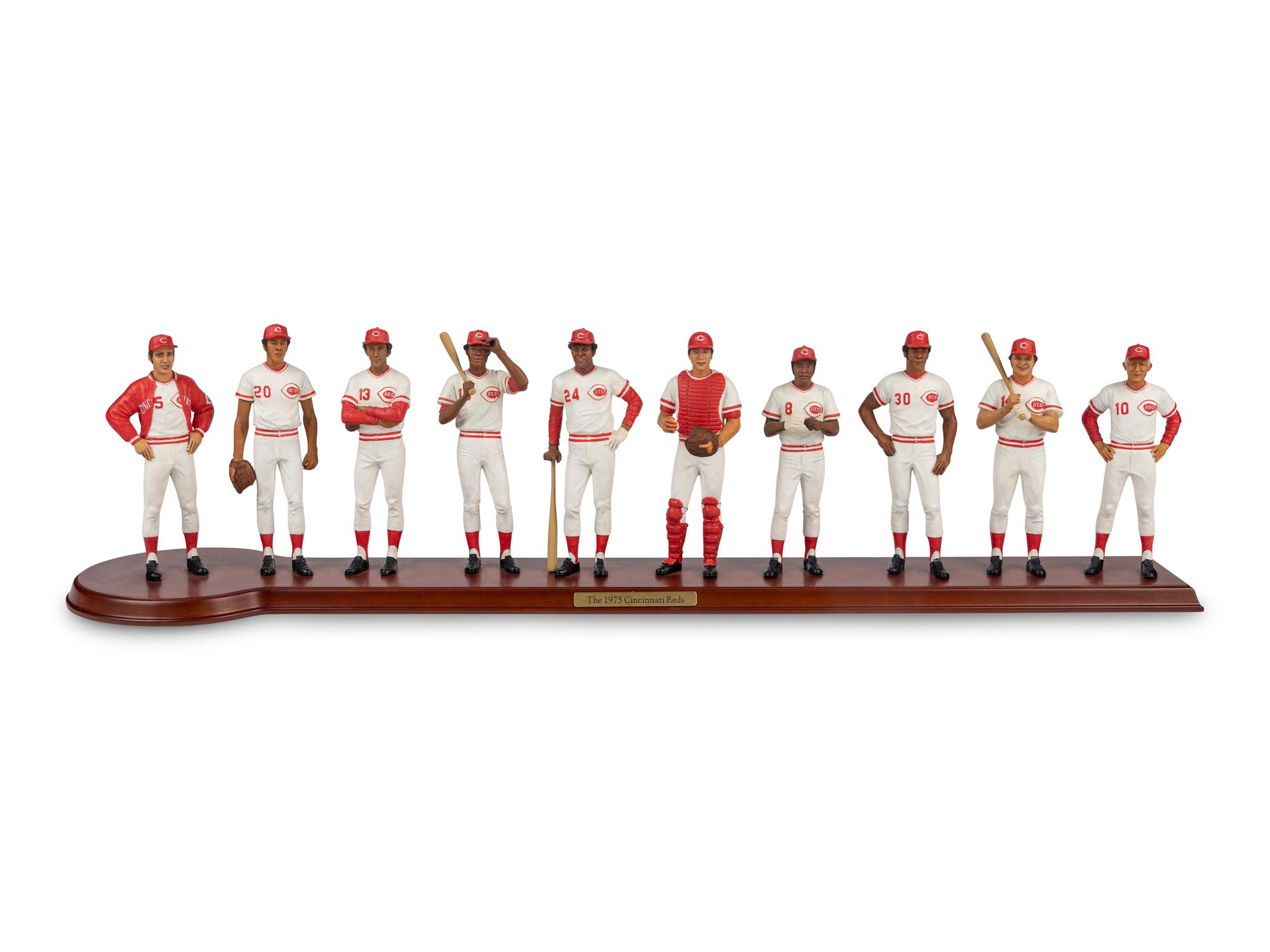 A Cincinnati Reds 1975 Big Red Machine Danbury Mint Figurine Display,