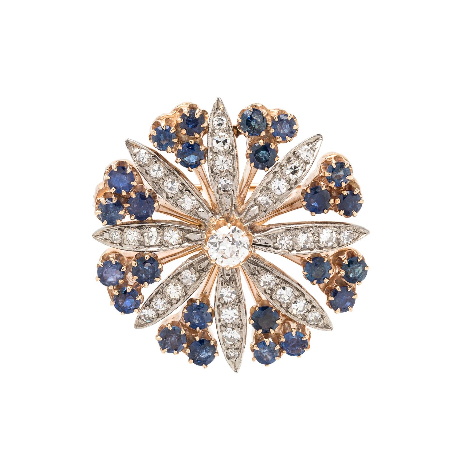 SAPPHIRE AND DIAMOND PENDANT/BROOCH
