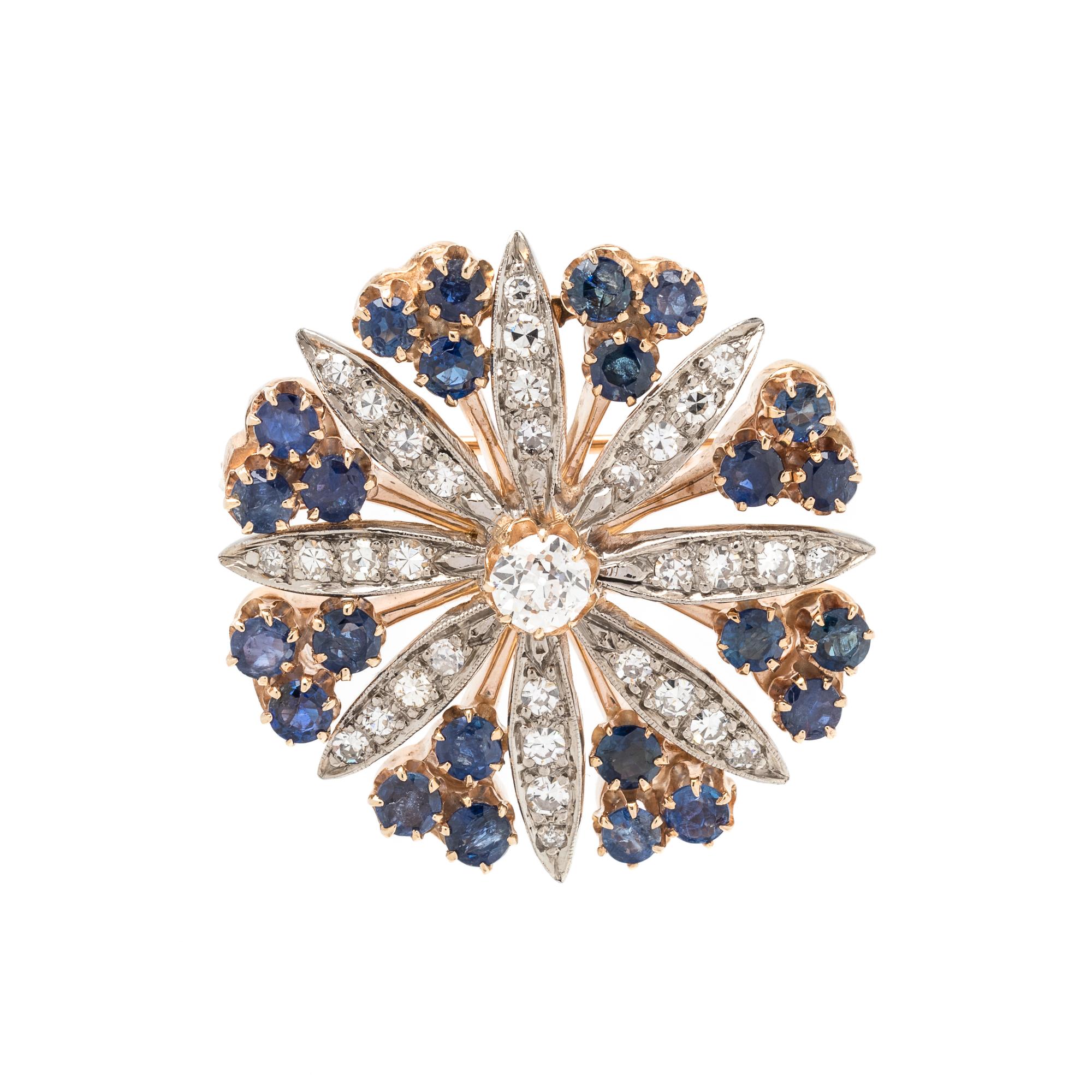 SAPPHIRE AND DIAMOND PENDANT/BROOCH