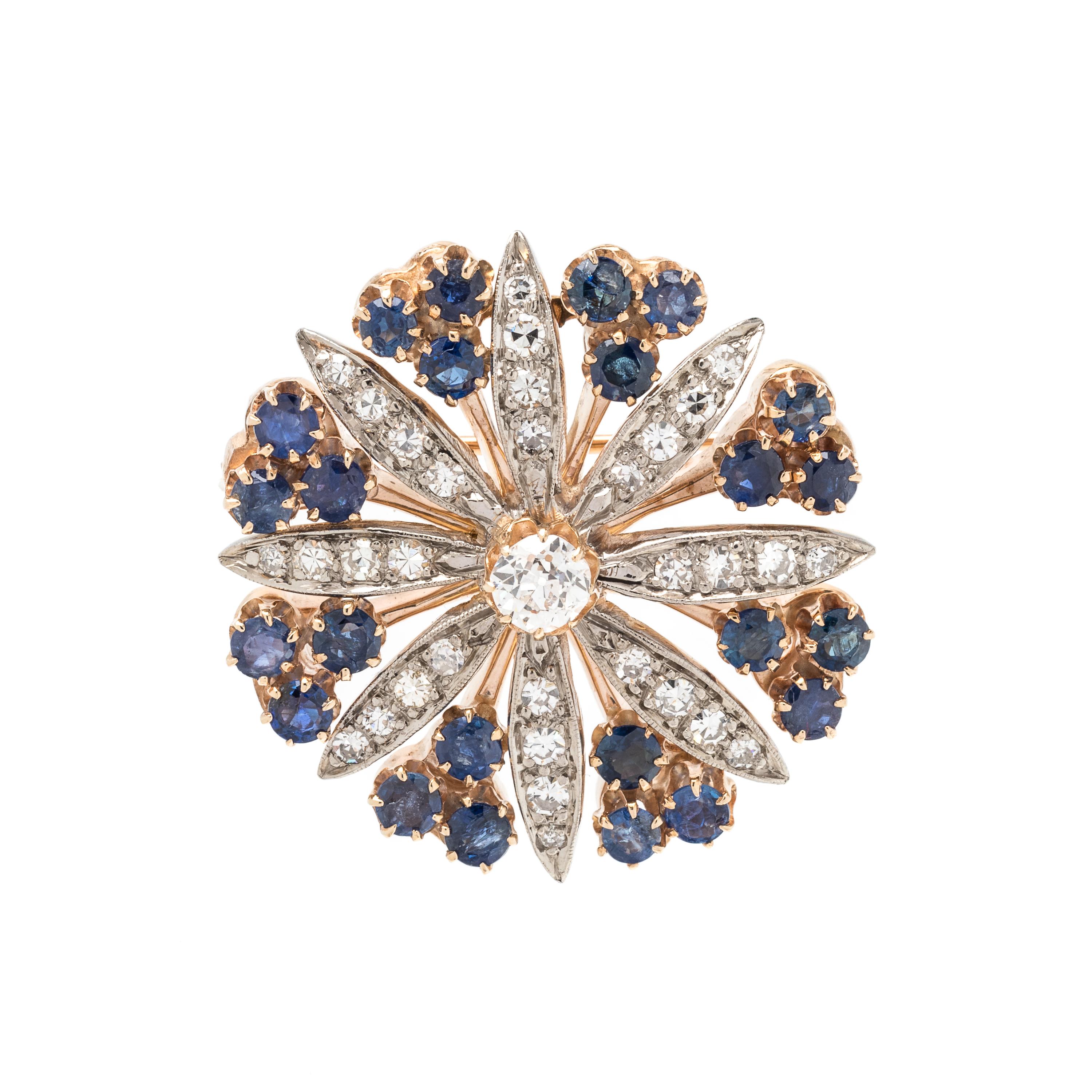 SAPPHIRE AND DIAMOND PENDANT/BROOCH