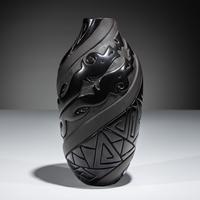 Carved Blackware Pottery Vase
