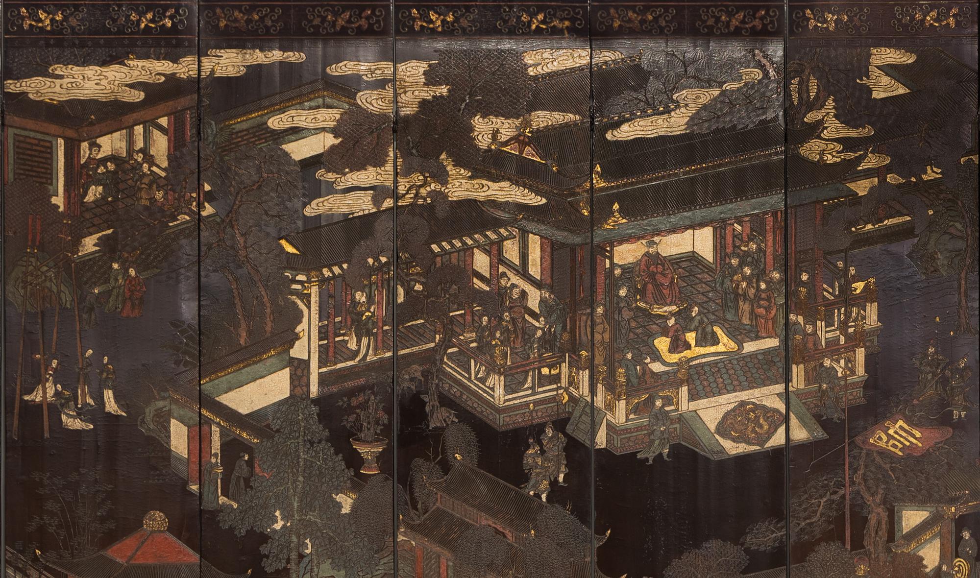 A Chinese Export Twelve-Panel Coromandel Screen