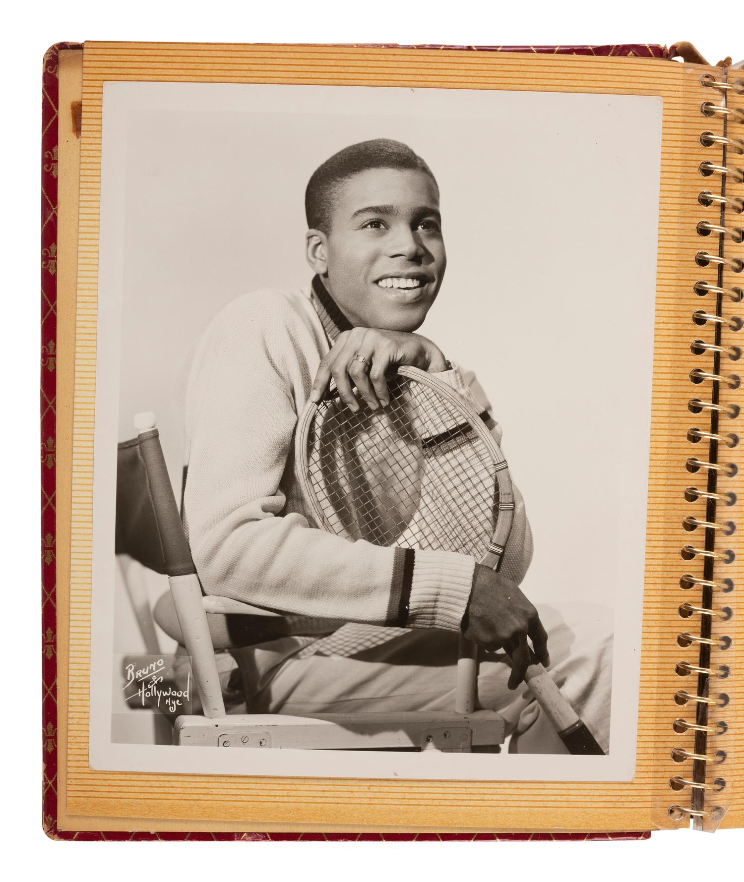 [EARLY PHOTOGRAPHY]. Photograph album containing modeling portraits and headshots of African American men and women incl. Trudy Daniels Haynes and Mexican actress Lourdes "Lulu" Guerrero. Ca 1950s-1960s.