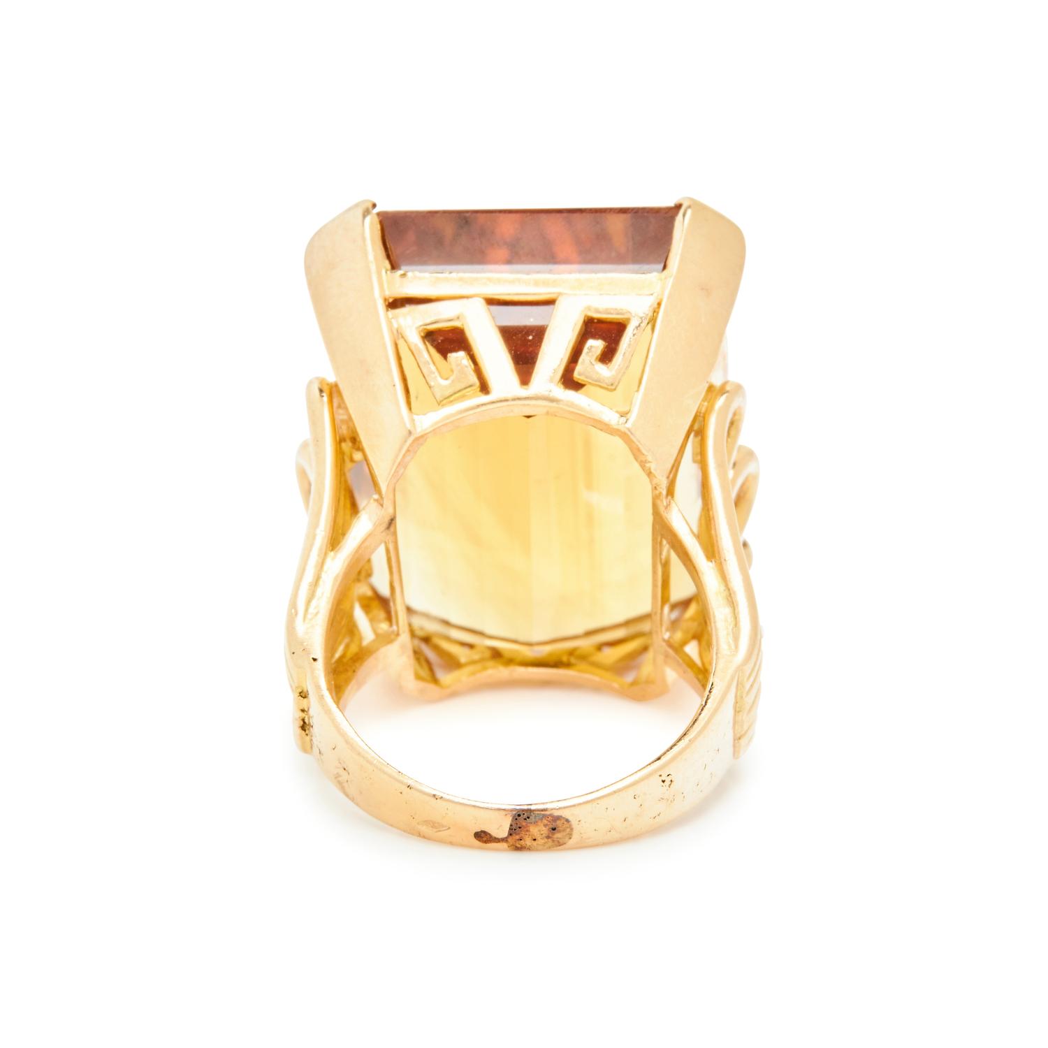 RETRO, YELLOW GOLD AND CITRINE RING