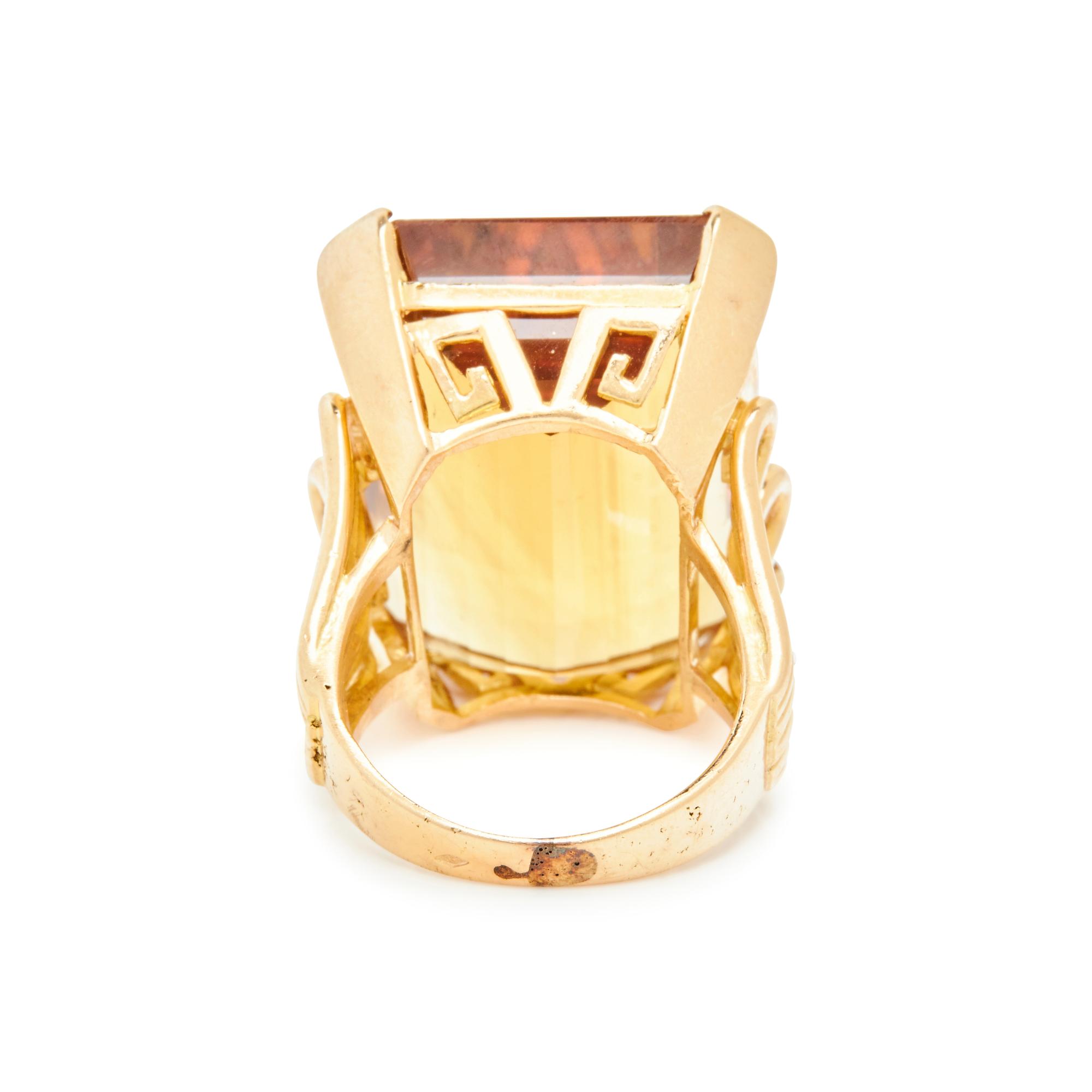 RETRO, YELLOW GOLD AND CITRINE RING