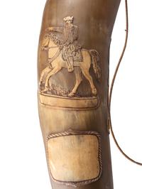 [REVOLUTIONARY WAR]. Mexican hunting horn commemorating the Battle of Lexington.