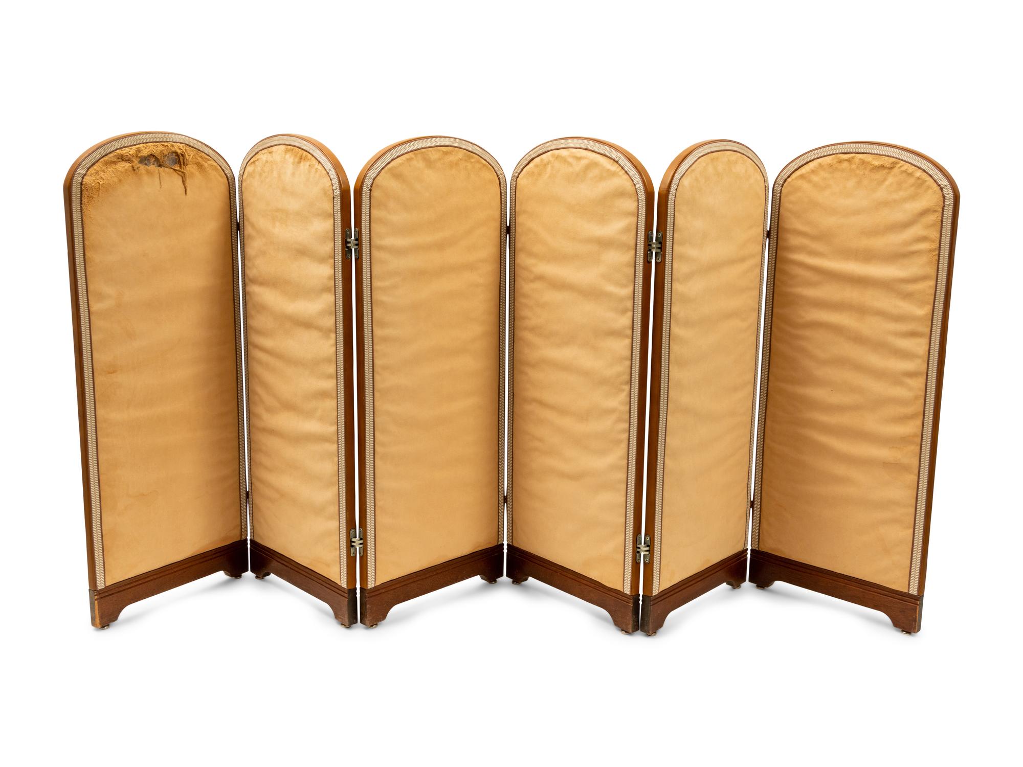 A Pair of Leather Folding Screens