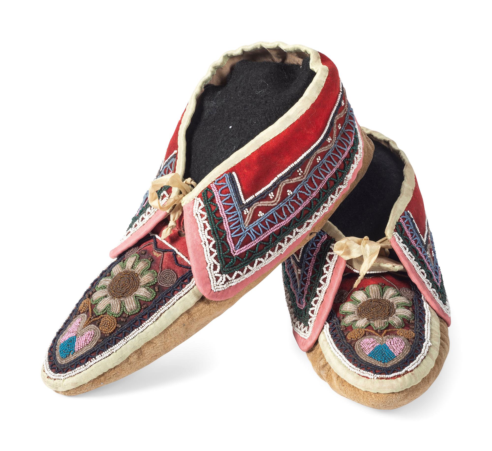 Maliseet Beaded Hide Moccasins