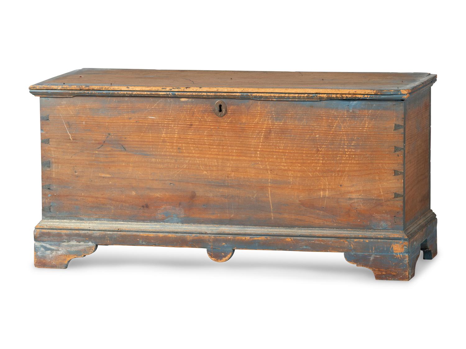 A Chippendale Blue-Painted Pine Blanket Chest