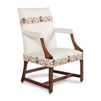 A George III Fret-Carved Mahogany Library Armchair