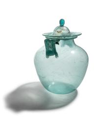 A Roman Glass Cinerary Urn and Lid