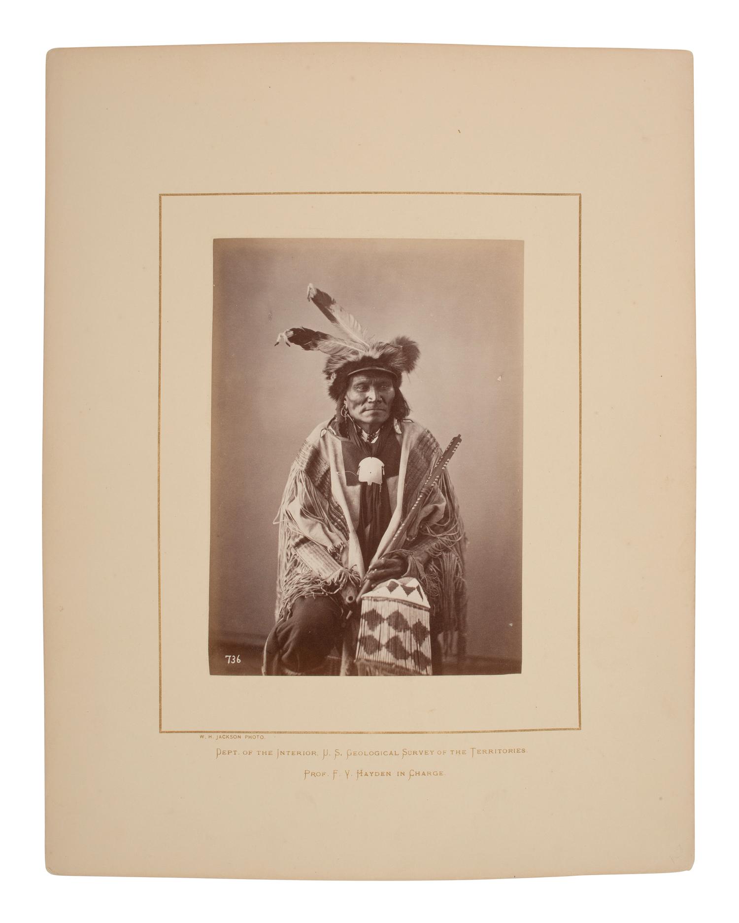 [GARDNER, Alexander (1821-1882), photographer]. Albumen photograph of Long Fox, Dakota. [Washington, DC, 1872].
