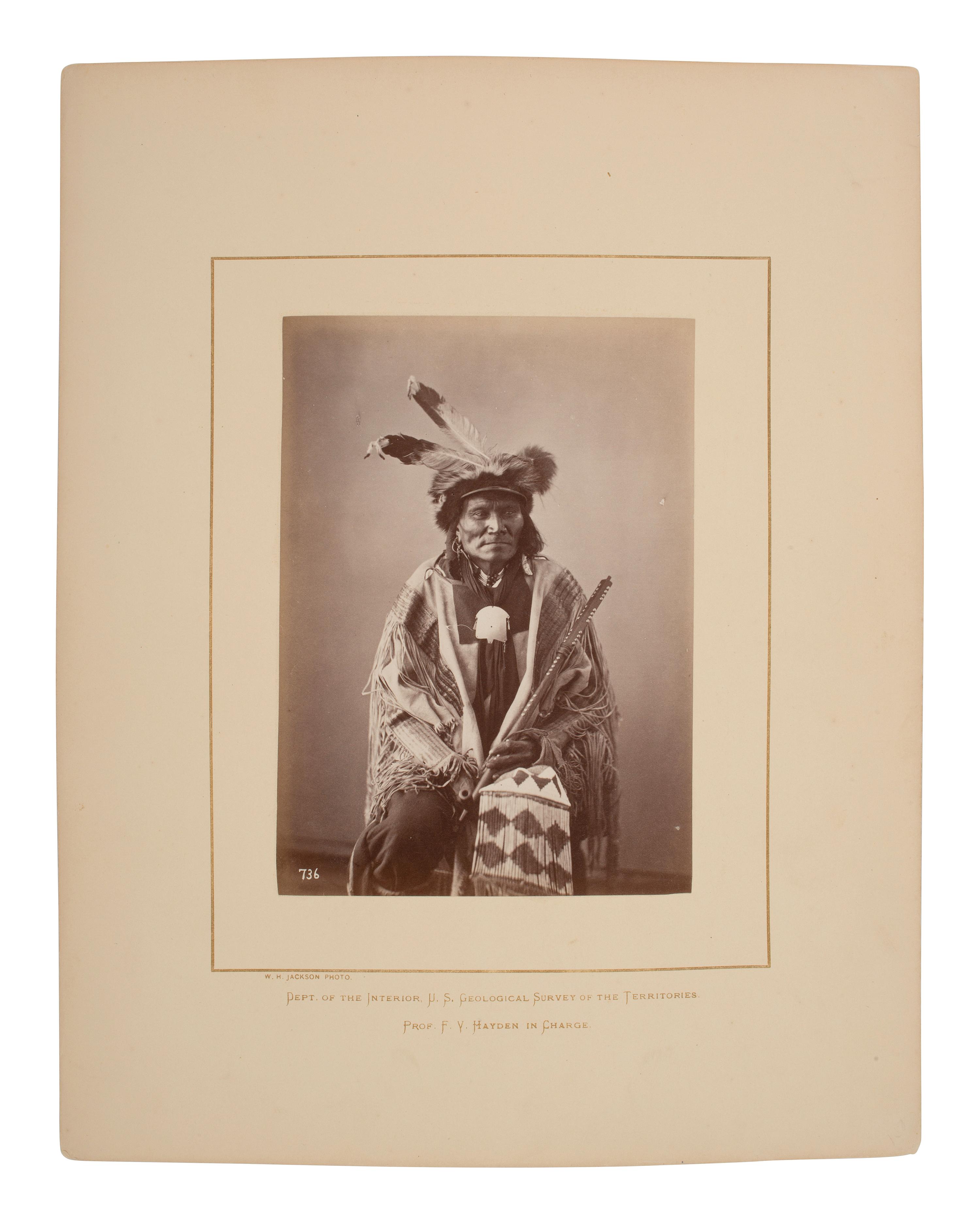 [GARDNER, Alexander (1821-1882), photographer]. Albumen photograph of Long Fox, Dakota. [Washington, DC, 1872].