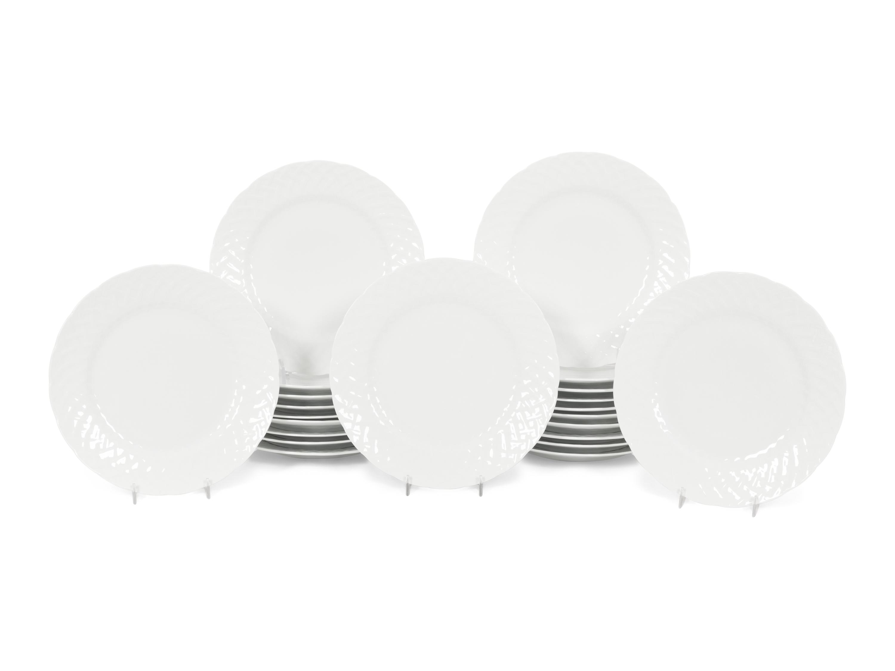 A Set of Twenty-Two Bernardaud Limoges Vannerie Porcelain Dinner Plates