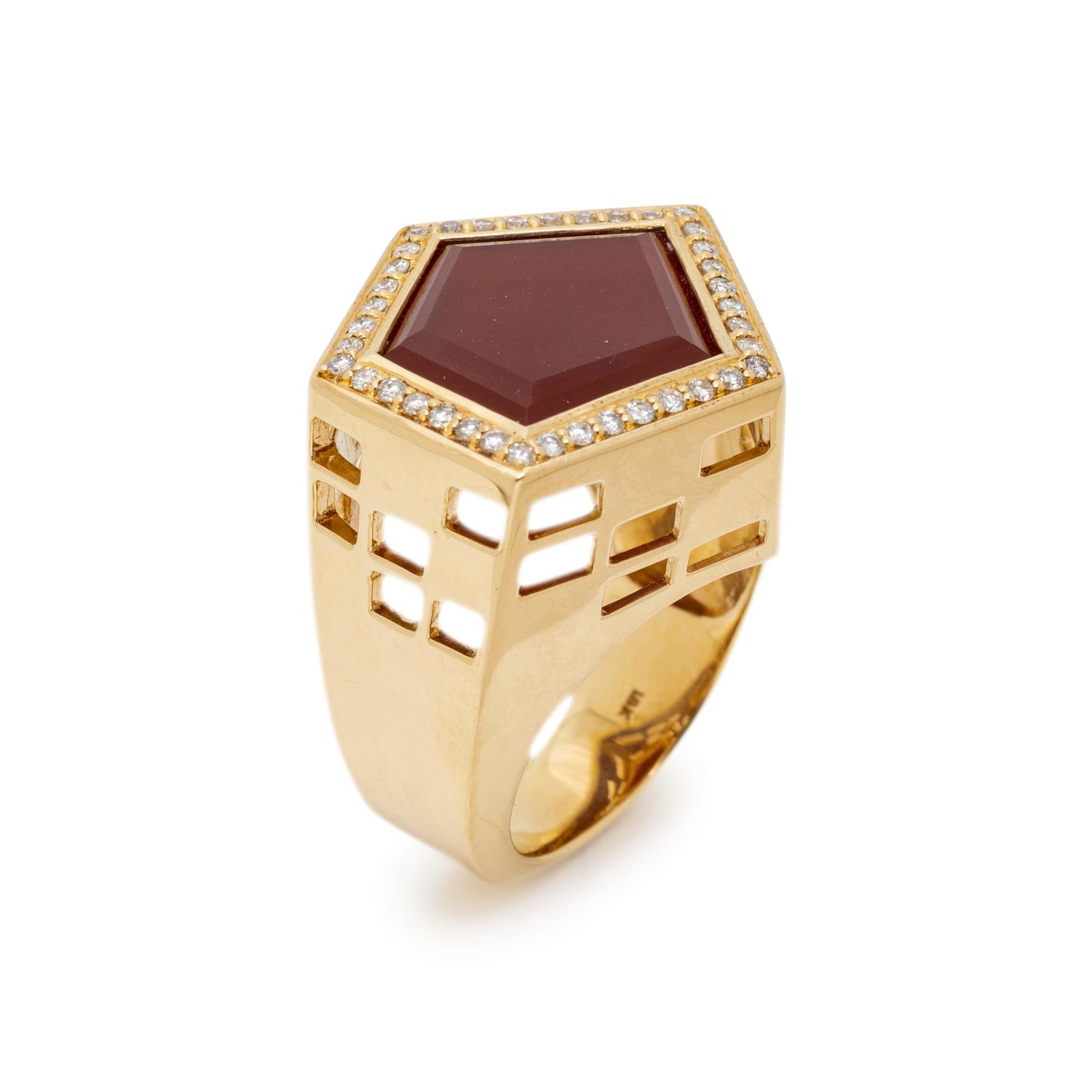 ANDY GOTZ, CARNELIAN AND DIAMOND RING