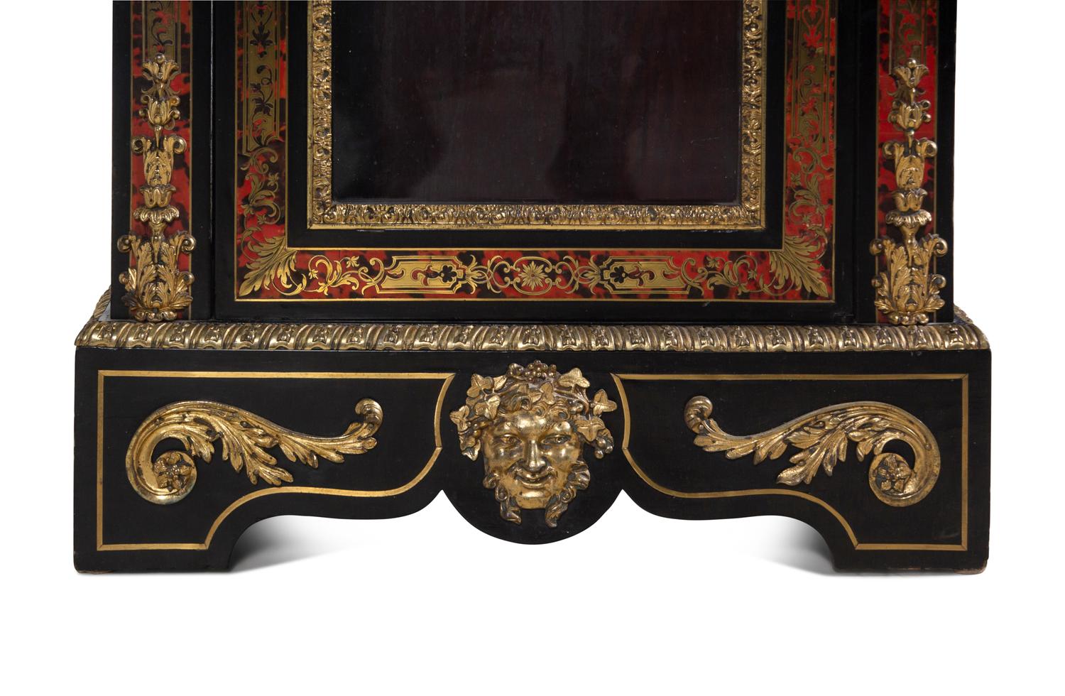 A Pair of Napoleon III Boulle Marquetry Marble-Top Cabinets