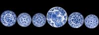 Six Chinese Export Blue and White Porcelain Plates and Saucers