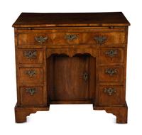 A George II Burl Walnut Kneehole Desk