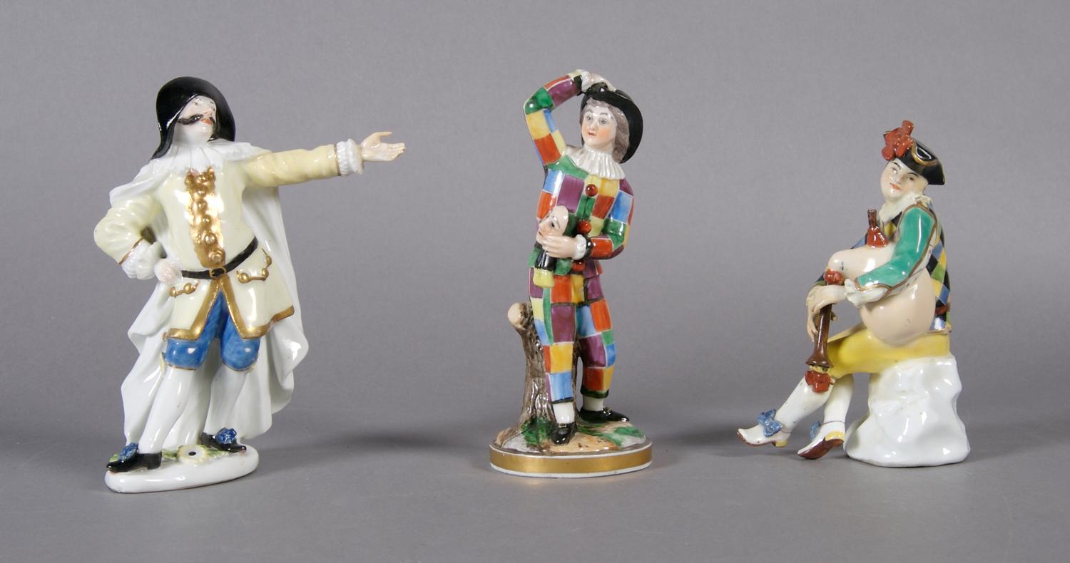 A Group of Three Continental Porcelain Figures, Height of tallest 5 1/2 inches.