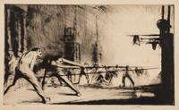 James McBey, (Scottish, 1883-1959), A group of seven works: California, 1941, First Sight of Jerusalem, France at the Furnaces, 1917, H