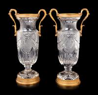 A Pair of Gilt Bronze Mounted Cut Glass Vases