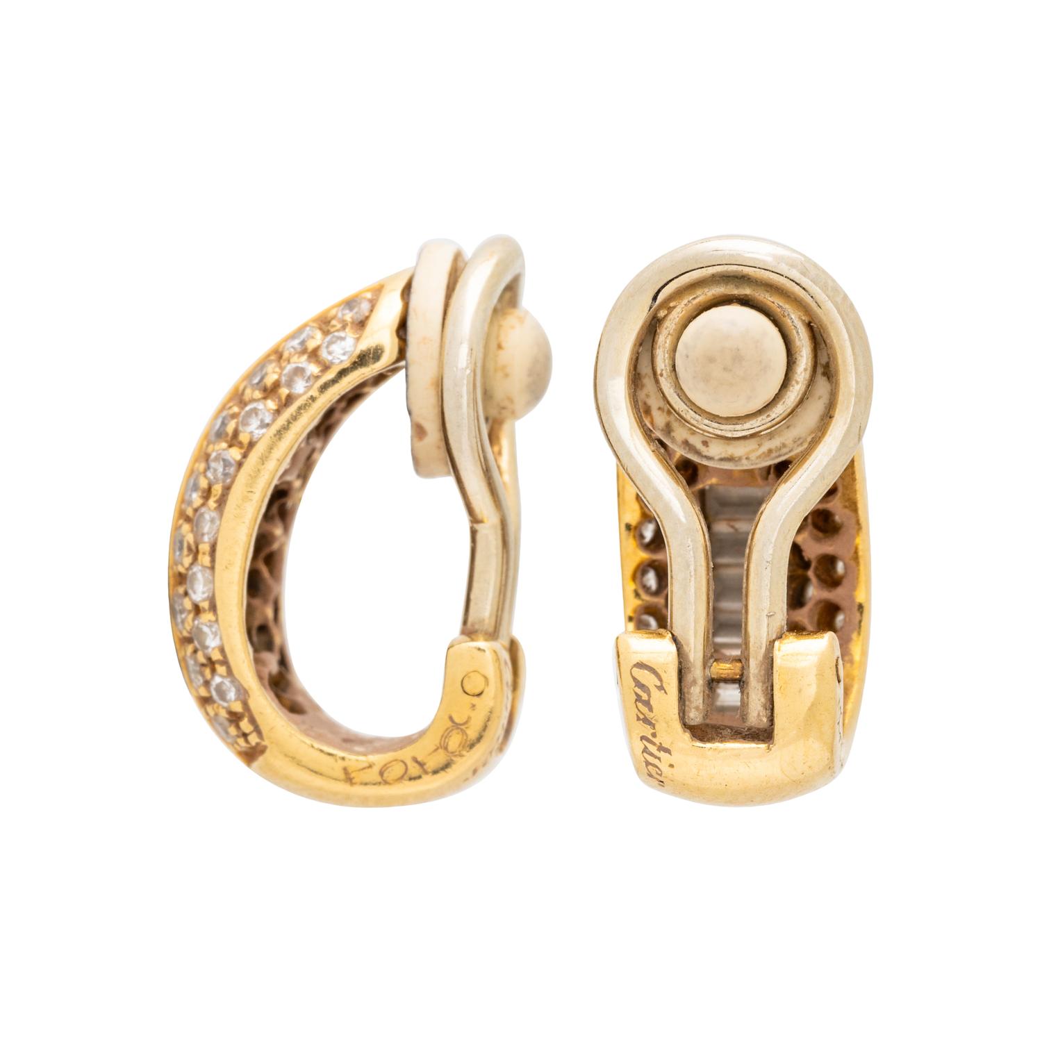 CARTIER, YELLOW GOLD AND DIAMOND CLIP EARRINGS