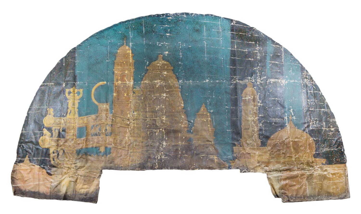 An Orientalist Painted Canvas Theater Mural Height 210 x width 186 inches. — CHICAGO, CIRCA 1927
