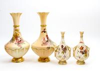 Two Pairs of Worcester Porcelain Vases Height of taller pair 10 1/2 inches. — 1893 AND 1903