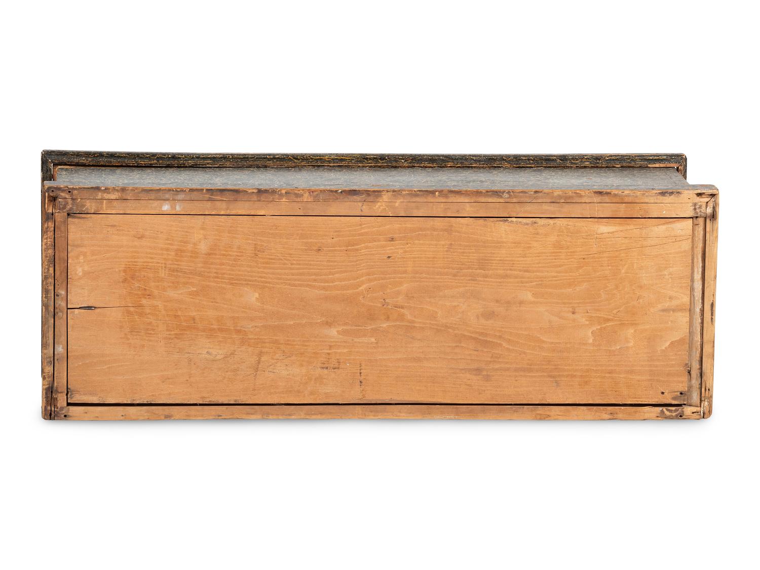 A Country Dark Blue Grain Painted Blanket Chest
