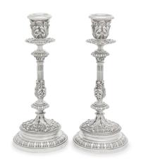 A Pair of Buccellati Silver Candlesticks