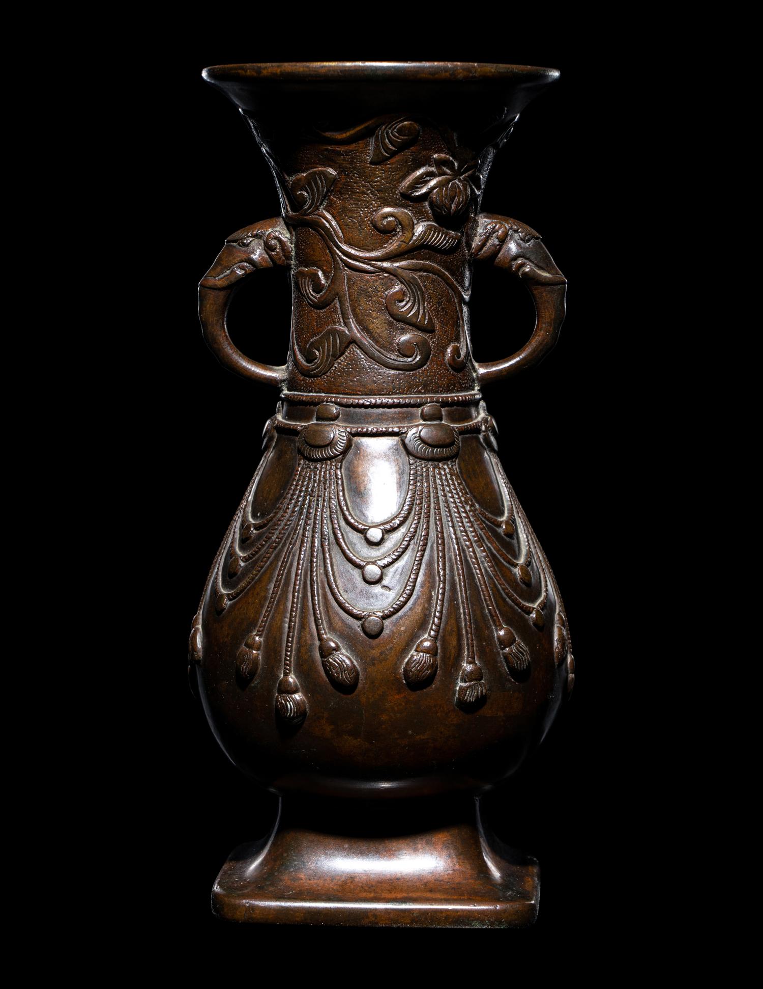 A Japanese Bronze Pear-Shaped Vase