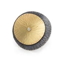An Oxidized Silver, 18 Karat Yellow Gold and Diamond Ring, 8.95 dwts.
