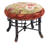 A Napoleon III Ebonized Faux Bamboo Stool Height 17 x diameter 22 inches. — THIRD QUARTER 19TH CENTURY